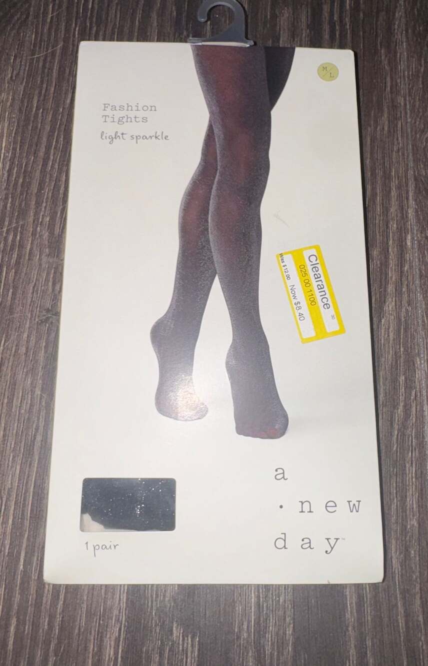 A New Day Black Fashion Tights Light Sparkle Size M/L